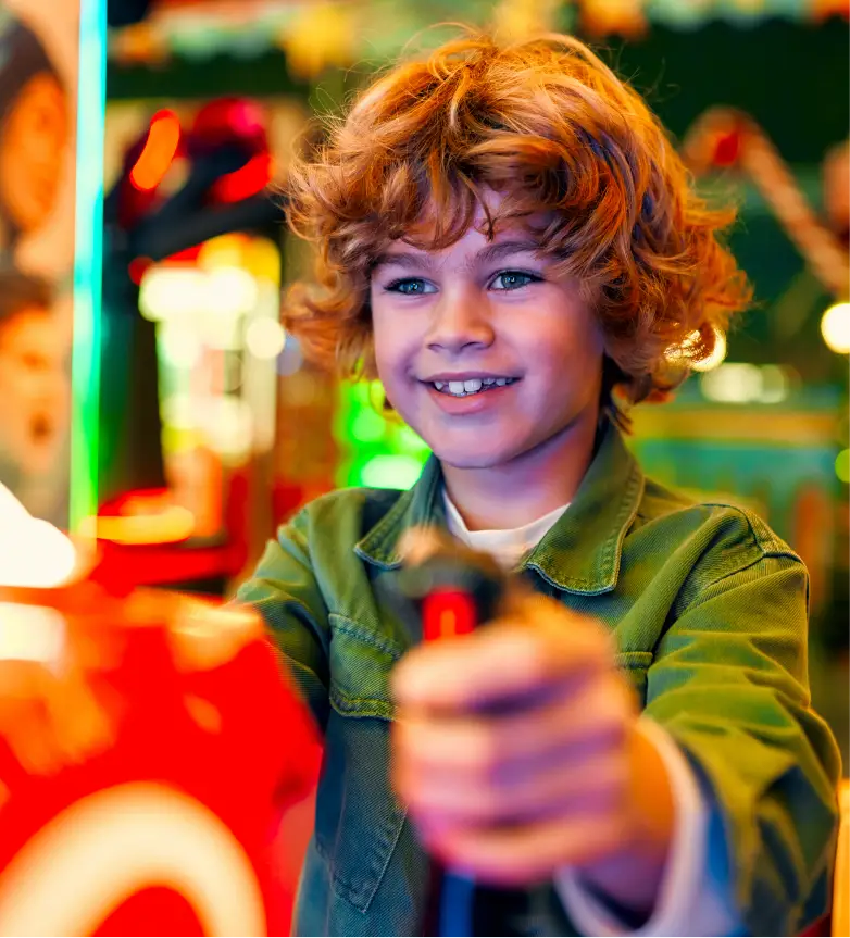 kids having fun on a carnival carousel